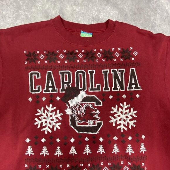VTG Carolina Gamecocks Champion Sweatshirt Adult Large Red Holiday Vibes Snow - Picture 4 of 10